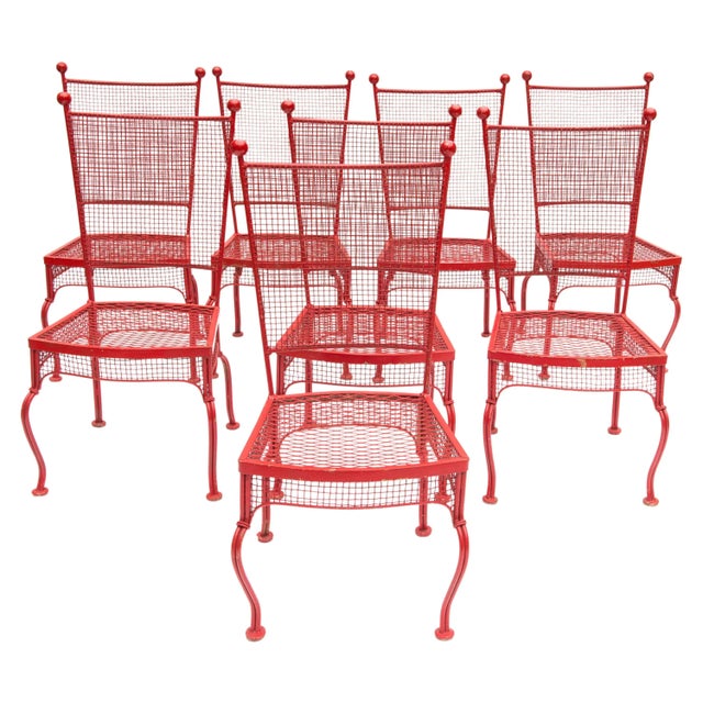 Red Mid Century Woodard Metal Dining Chairs - Set of 8 For Sale - Image 13 of 13