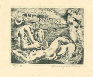 Ex Libris Mantero - Original Etching by M. Fingesten - 1930s 1930s