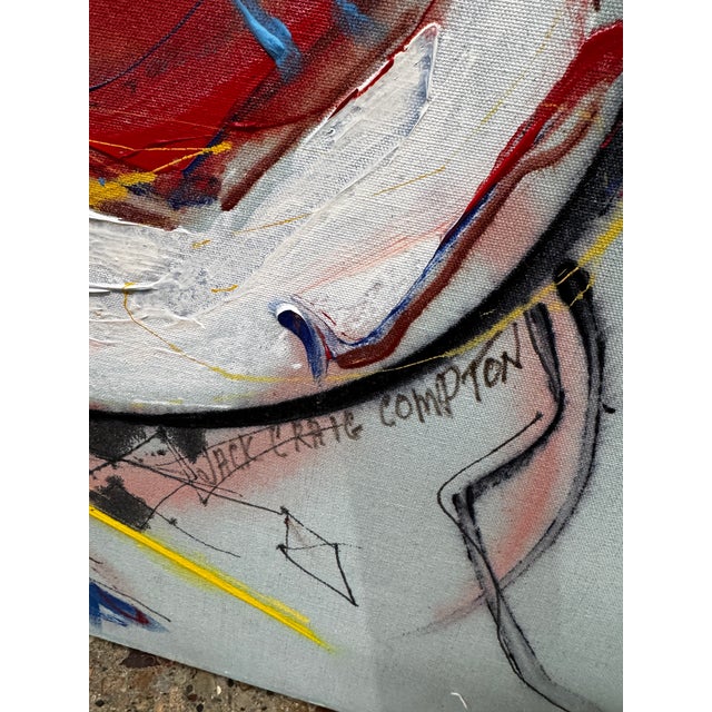 Large Jack Craig Compton 1980s Abstract Mixed Media Painting on Canvas 46x60 For Sale - Image 4 of 6