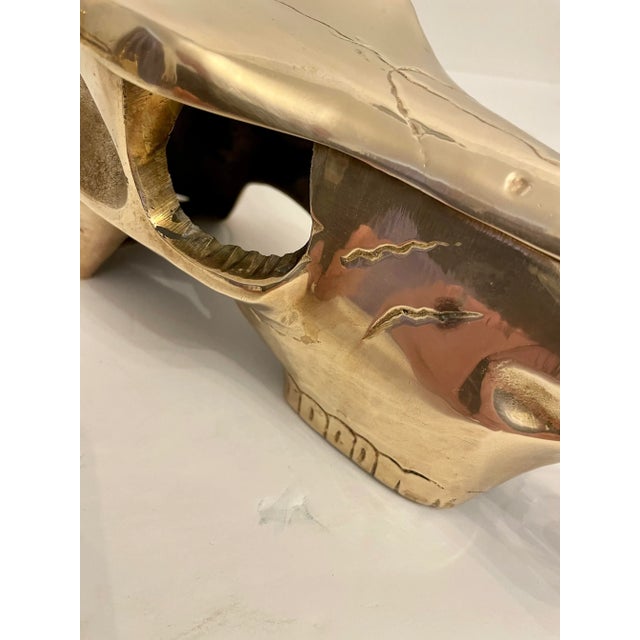 Brass Mid 20th Century Brass Longhorn Wall Sculpture For Sale - Image 8 of 9