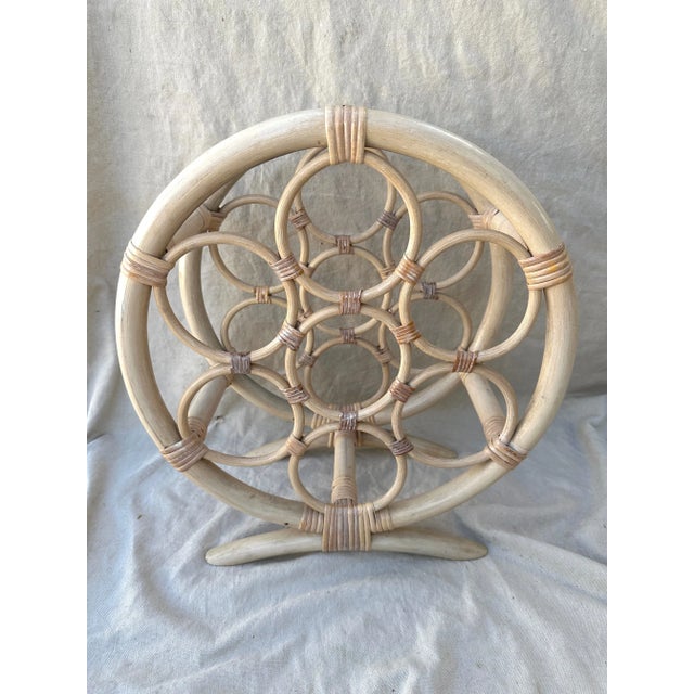 Vintage Bamboo/Rattan Round Wine Holder For Sale In Palm Springs - Image 6 of 7