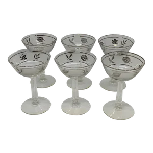 1960s Libbey Silver Foliage Champagne Coupes- Set of 6