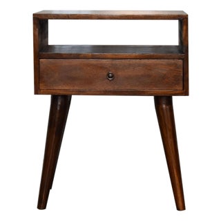 Solid Chestnut Night Table With Brass Details For Sale