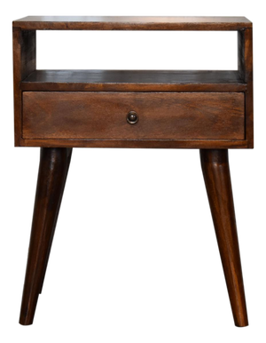 Solid Chestnut Night Table With Brass Details
