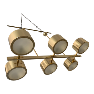 Italian Sputnik Chandelier Metal Gold Stilnovo Lelli Style