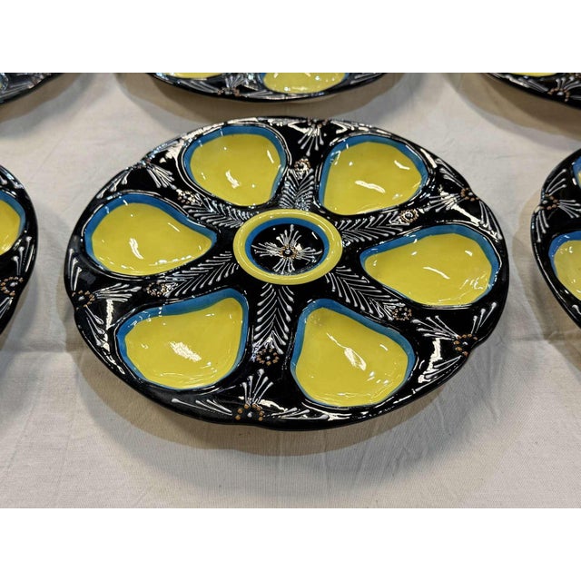 Earthenware Oyster Service from Quimper, 1950s, Set of 6 For Sale - Image 6 of 7