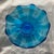 Mid-Century Modern Vintage l.e. Smith Peacock Blue Glass Pedestal Bowl For Sale - Image 3 of 7