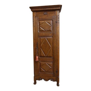 19th Century French Carved Oak Armoire For Sale