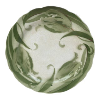 French Faience Green Tulip Plate Choisy Le Roi For Sale