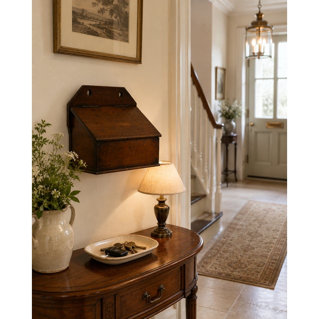 A charming George III oak wall hanging candle box dating to circa 1790. Candle boxes were an important household item...