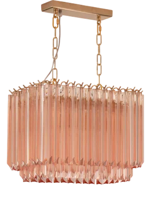 Pink Murano Glass Triedri Suspension Lamp, Italy, 1980s