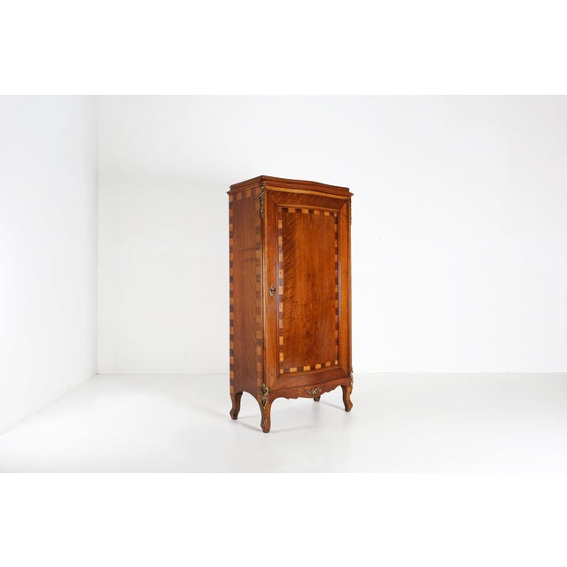Brown Antique Wooden Cabinet with Inlay and Bronze Decorations, France, 1860 For Sale - Image 8 of 14