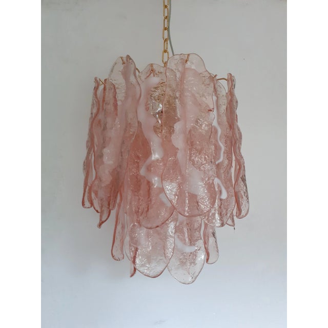 Murano Murano Glass "Spider" Sputnik Chandelier in Pink and White For Sale - Image 4 of 8