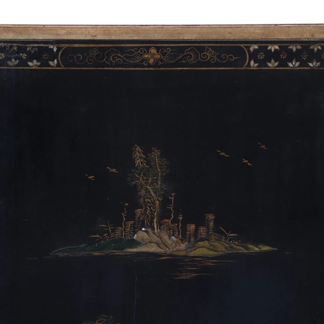 Black Pair of Large Gilt Iron Coffee Tables With Chinese Decorated Tops C 1940 For Sale - Image 8 of 12