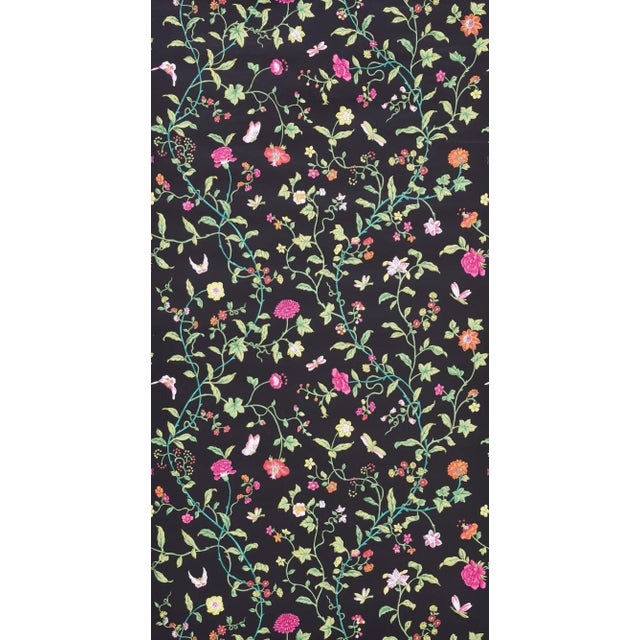 Contemporary Sample - Schumacher Floraison Wallpaper in Jet Multi For Sale - Image 3 of 4