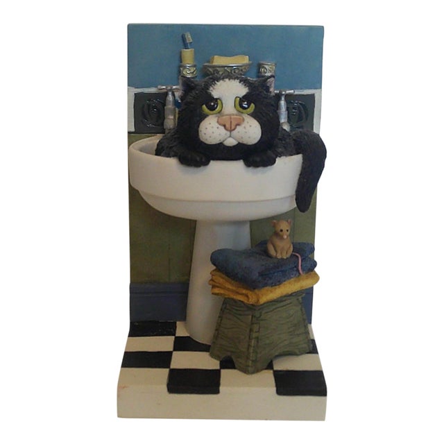 "Cat in the Sink" Comic and Curious Cats Linda Jane Smith Vintage 2002 For Sale