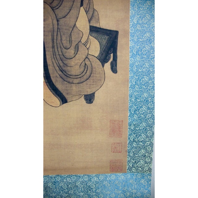 Blue Early 20th Century Chinese Scholars Meeting Scroll For Sale - Image 8 of 11
