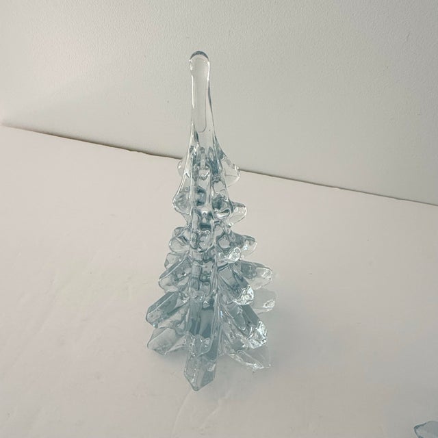 Vintage Crystal Clear Glass Christmas Trees - A Pair For Sale - Image 11 of 12