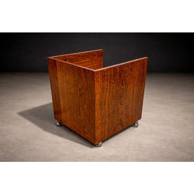 Wood Magazine Rack With Wheels, Unknown, 1970s For Sale - Image 7 of 12