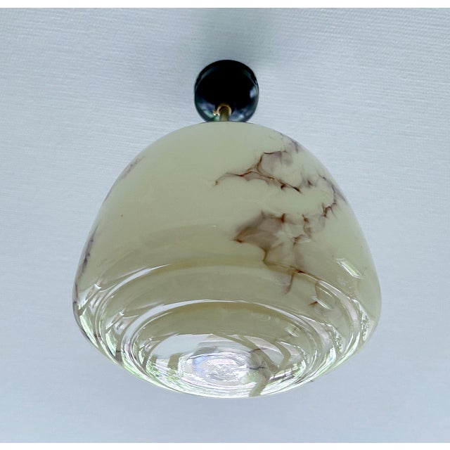 Beige Art Deco Pendant Light in Marble Glass, 1930s For Sale - Image 8 of 18