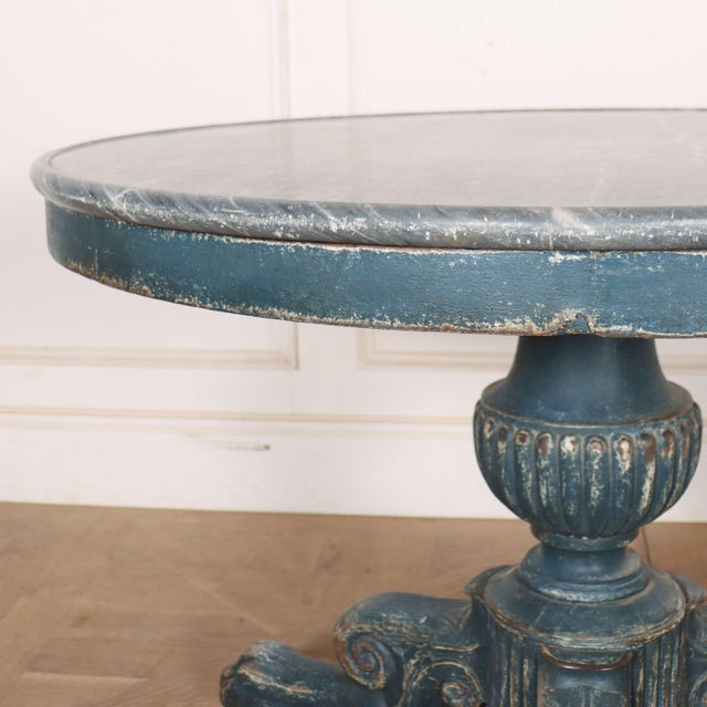 French Painted Gueridon with Marble Top For Sale - Image 5 of 9