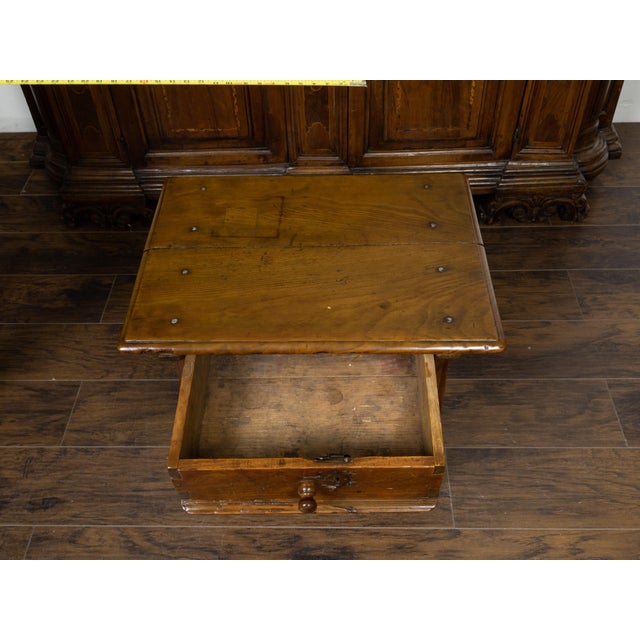 English Georgian Period Low Oak Side Table with Single Drawer and Carved Apron For Sale - Image 4 of 12