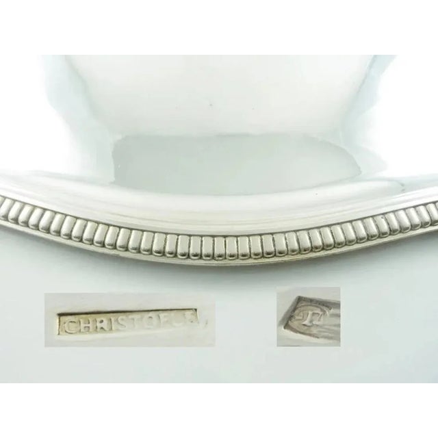 French 1920s French Silver Large Serving Tray With Handles by Christofle For Sale - Image 3 of 8