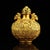 This is a finely crafted gilt copper snuff bottle, featuring intricate engraved (chiseled) decoration throughout. The body...