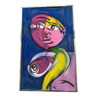 1970s Peter Keil Colorful Abstract Female Painting For Sale