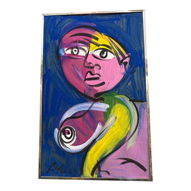 1970s Peter Keil Colorful Abstract Female Painting For Sale