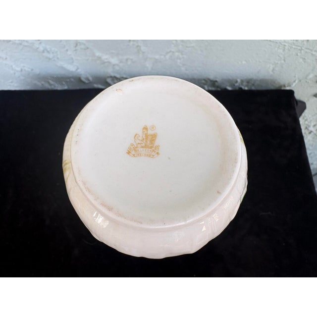 Ivory Vintage Belleek Ireland Shamrock Porcelain Bud Vase With Textured Flared Rim For Sale - Image 8 of 9