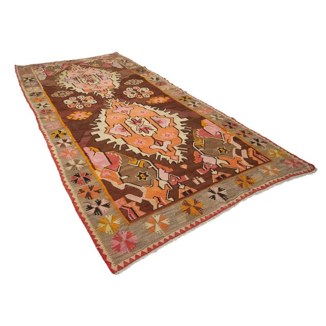 Boho Chic Vintage Turkish Kilim Rug For Sale - Image 3 of 7