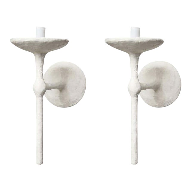 Bespoke Single-Arm Plaster Sconces in the Manner of Giacometti - a Pair For Sale
