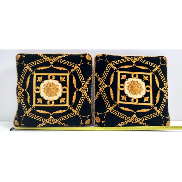 Black Throw Pillows from Gianni Versace, 1980s, Set of 2 For Sale - Image 4 of 12