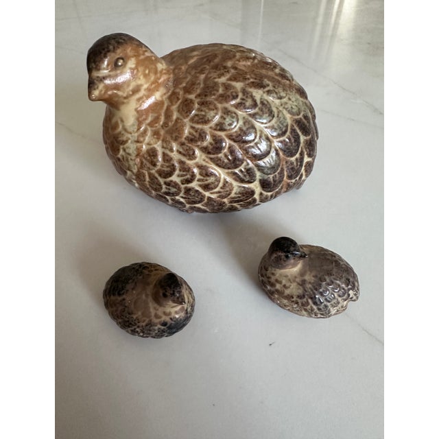 Mid-Century Modern Vintage MCM Made in Japan Quail Family Figurine Set (3-Piece) For Sale - Image 3 of 5