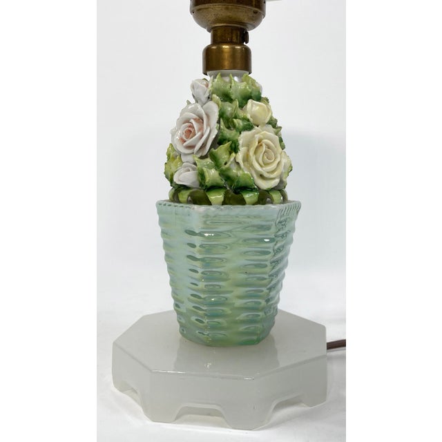 Figurative Vintage Capodimonte Style Floral Basket Motif Lamp For Sale - Image 3 of 8