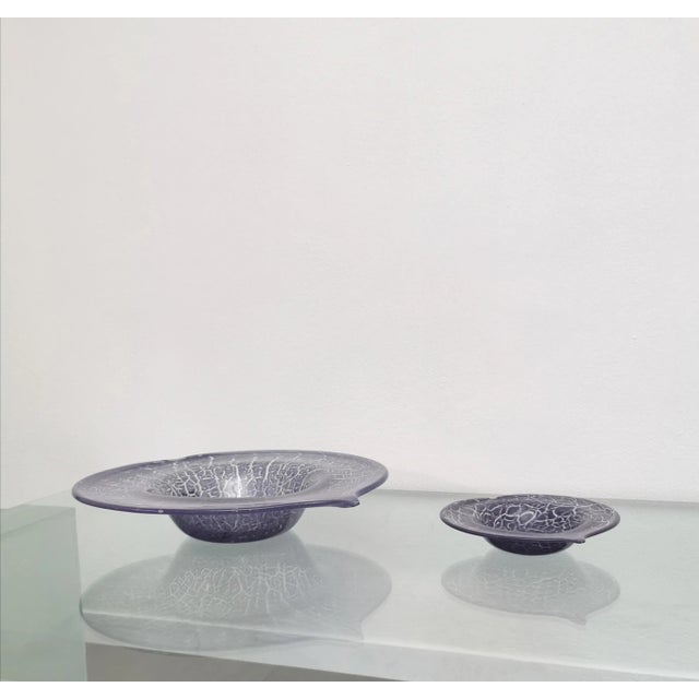 Italian Transparent Murano Glass Centerpieces, 1970s, Set of 2 For Sale - Image 9 of 12