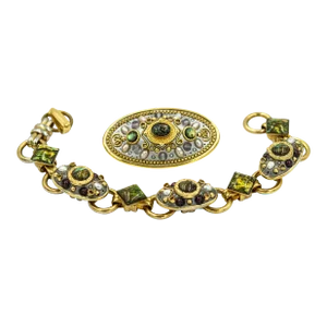 Michal Golan Brooch Pendant and Bracelet Gemstone Gold-plated Set - 2 Pieces