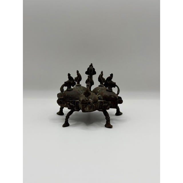 Antique Indian Kumkum Box in Cast Brass | Multi-Lidded Ritual Container For Sale - Image 4 of 7