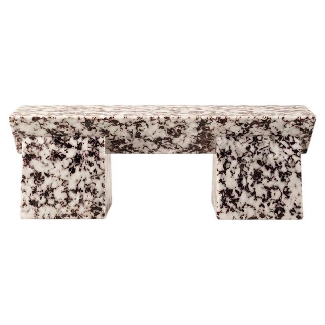 Marlene Bench in Epoxy Resin and Leather Fragments by Wedo For Sale - Image 8 of 8