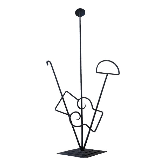 Vintage Art Deco Wrought Iron Valet Stand /Hat Stand For Sale