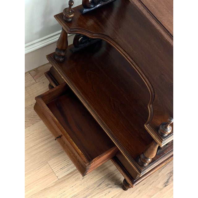 Late 19th Century Exquisite Antique Victorian Carved Walnut Étagère Display Stand With Ornate Gallery & Lower Drawer For Sale - Image 5 of 12