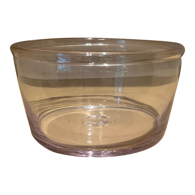 Antique 19th Century American Free Form Blown Glass Bowl With Rolled Lip and Polished Pontil For Sale