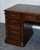 Vintage Hekman Usa Twin Pedestal Desk with Brown Leather Top Brass Handles For Sale - Image 5 of 18