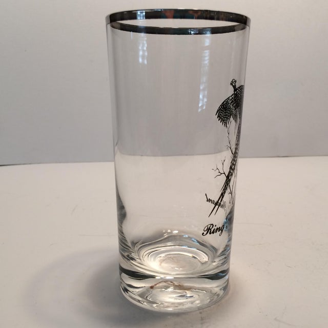 Vintage Silver Rimmed Bird Hunting Glasses Set of 4 Chairish