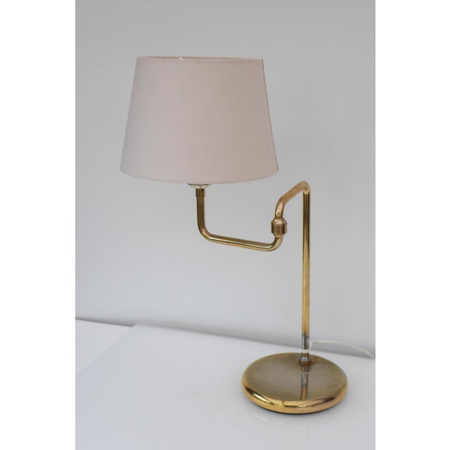 Mid-Century Modern Scandinavian Brass Swing Arm Table Lamp For Sale - Image 3 of 12