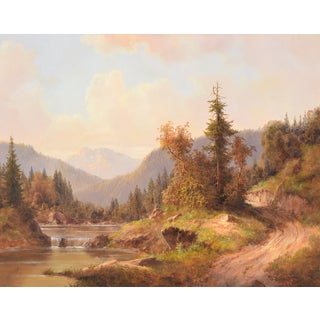 Hermann Dieste, Alpine Landscape, 1980s, Oil Painting on Wood, Framed For Sale
