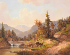 Hermann Dieste, Alpine Landscape, 1980s, Oil Painting on Wood, Framed