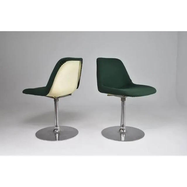 Metal Robin Day Swivel Chairs in Green Upholstery and Aluminum, 1960s For Sale - Image 7 of 11