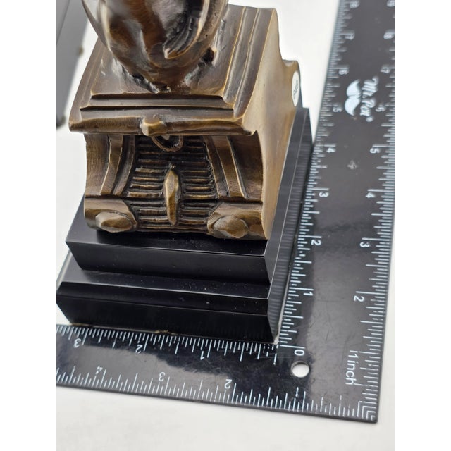 Rare Antique Pair of Victorian-Era Bronze Lion Rampart Bookends on Pedestal. For Sale - Image 16 of 16